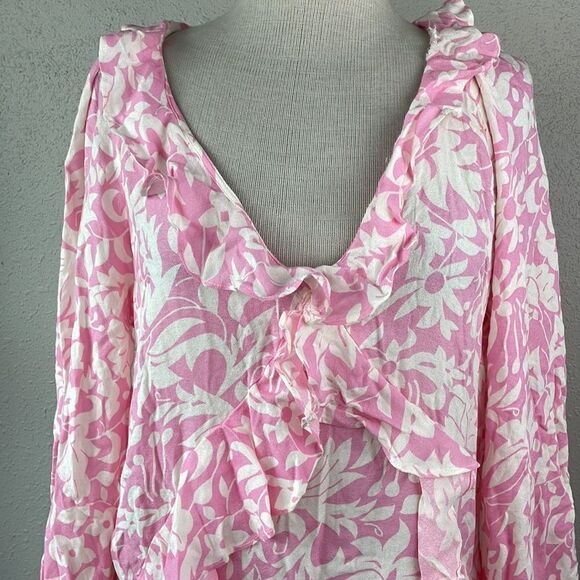 NWT Free People Pink Bubble Gum Floral Dress Size M - Picture 2 of 7